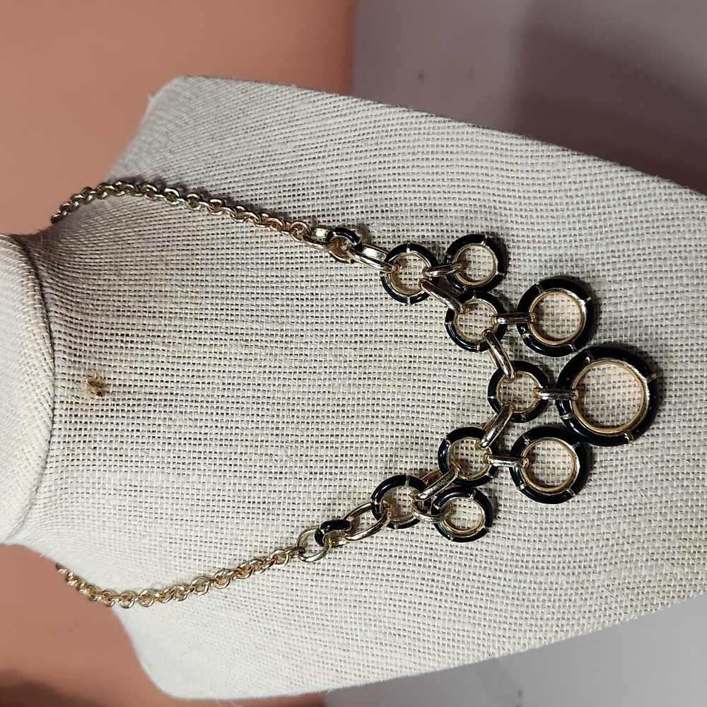 ☀️Black & Gold Colored Hardware Ring Accented Necklace